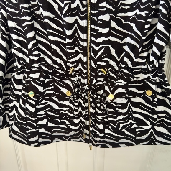 Calvin Klein Linen Jacket Zebra Striped Unlined Convertible Sleeves - Picture 6 of 6